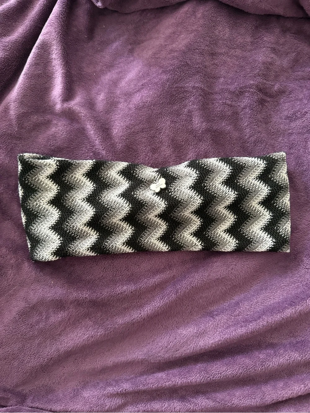 Black and White Chevron Knit wraparound top knot best Beanies headband